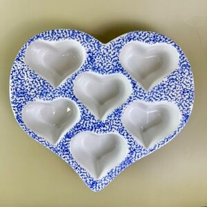 PMC Blue Speckled Heart Baking Tray – 7-Well Ceramic Bakeware